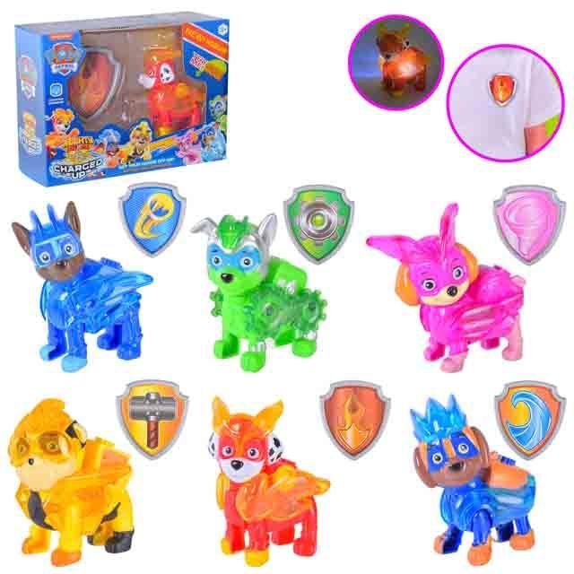 Набір героїв PH028A/B/C/D/E/F, Paw Patrol, щенячий патруль, жетон, підсвічування, зарядка, дитяча іграшка - 2