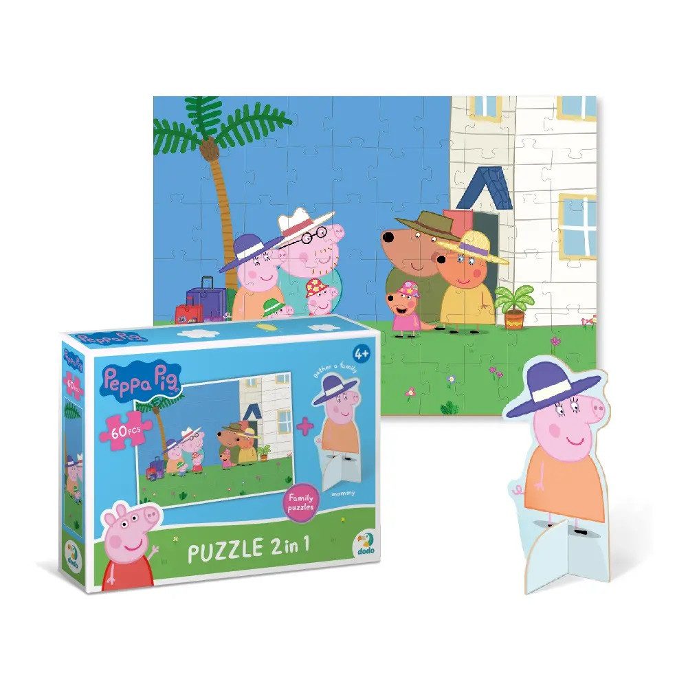 Дитячі пазли 2 в 1, з фігуркою Peppa Pig, Dodo, 200120/21/22/23, Свинка Пеппа, 60 елементів, розвиваюча гра для дітей, ДоДо - 7