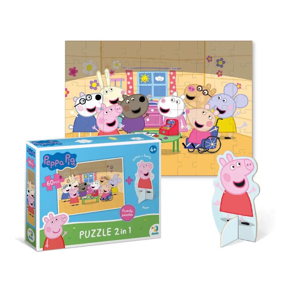 Дитячі пазли 2 в 1, з фігуркою Peppa Pig, Dodo, 200120/21/22/23, Свинка Пеппа, 60 елементів, розвиваюча гра для дітей, ДоДо - 4