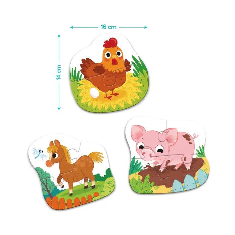 Дитячі пазли 3 в 1 Dodo День на фермі 300394, великі, розвиваюча гра для малюків, ДоДо, тварини, 3 картинки - 5