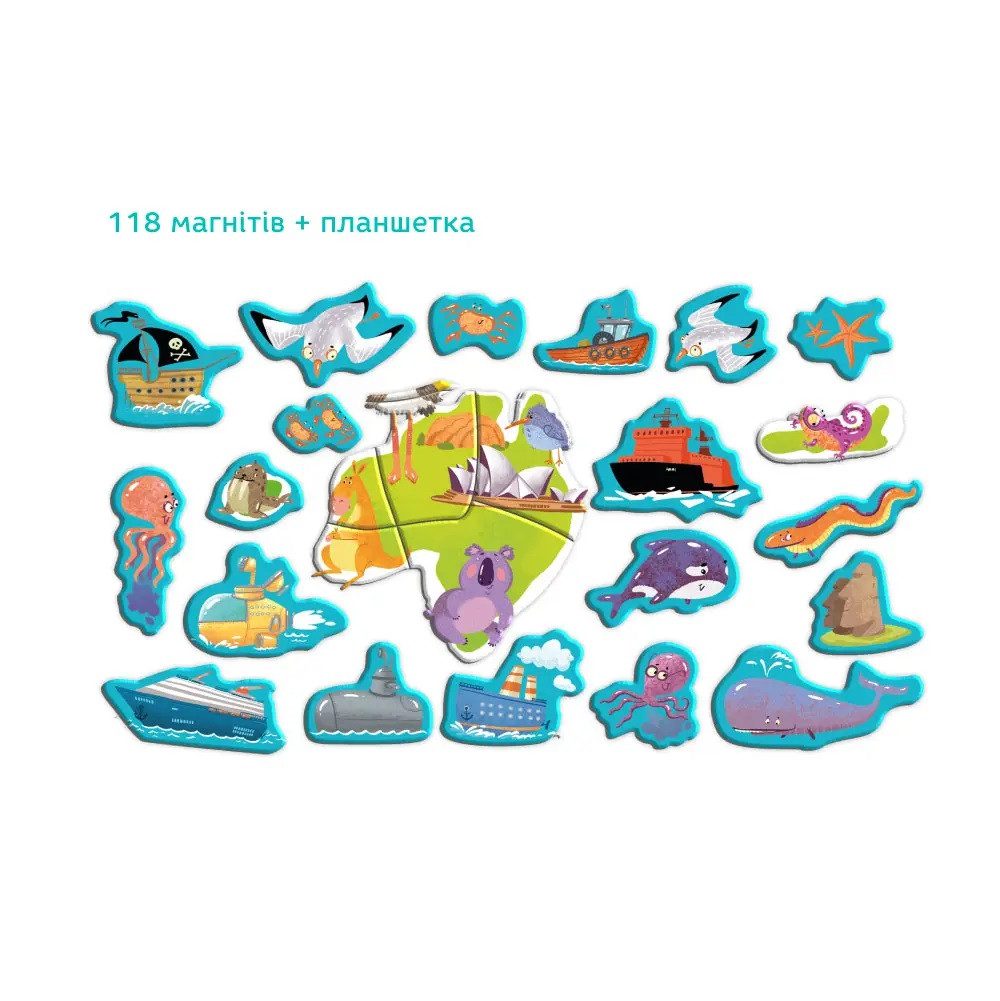 Розвиваюча гра магнітна мапа, Dodo 200201, географія, планшет карта землі, 118 магнітів, креативний пазл, ДоДо - 4