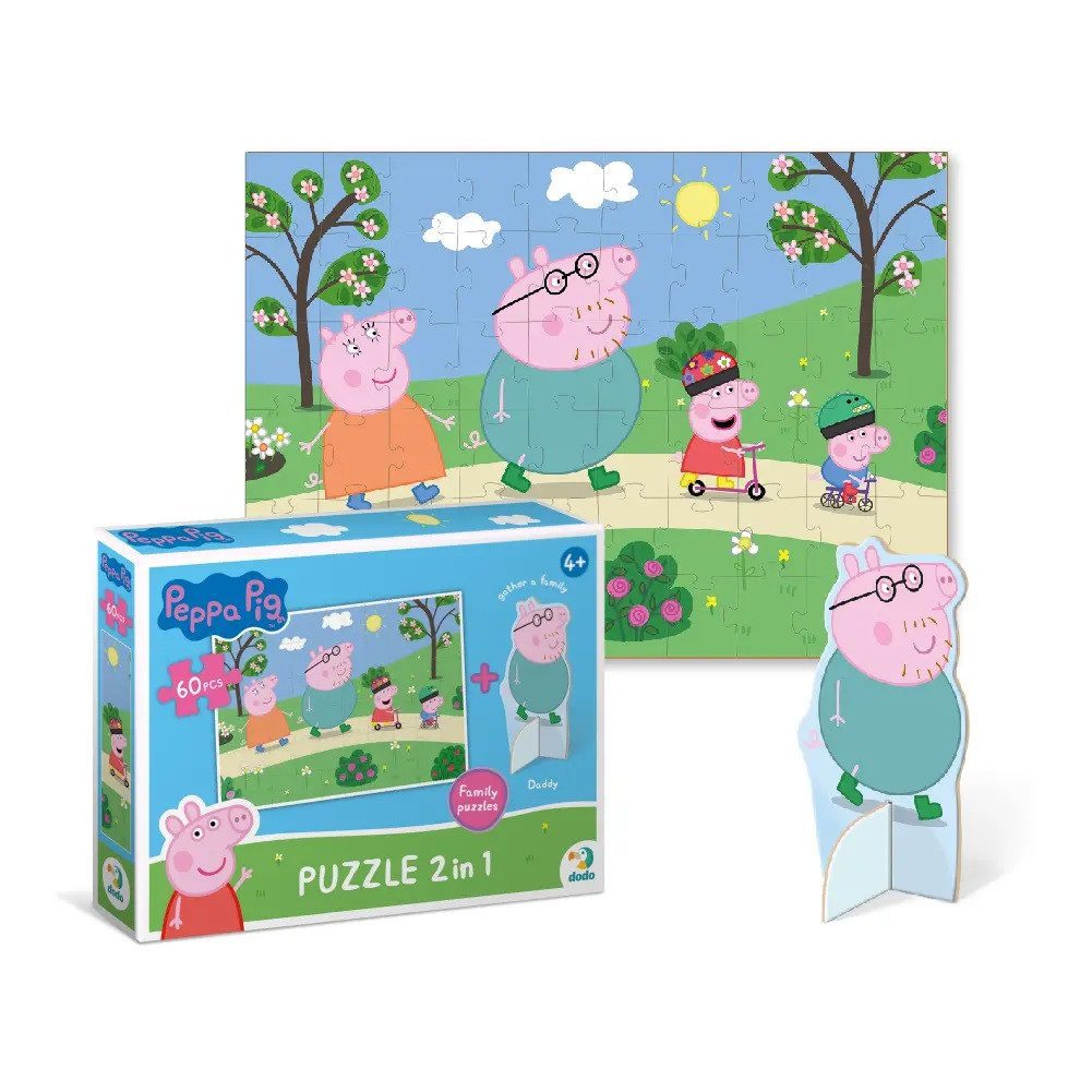 Дитячі пазли 2 в 1, з фігуркою Peppa Pig, Dodo, 200120/21/22/23, Свинка Пеппа, 60 елементів, розвиваюча гра для дітей, ДоДо - 6