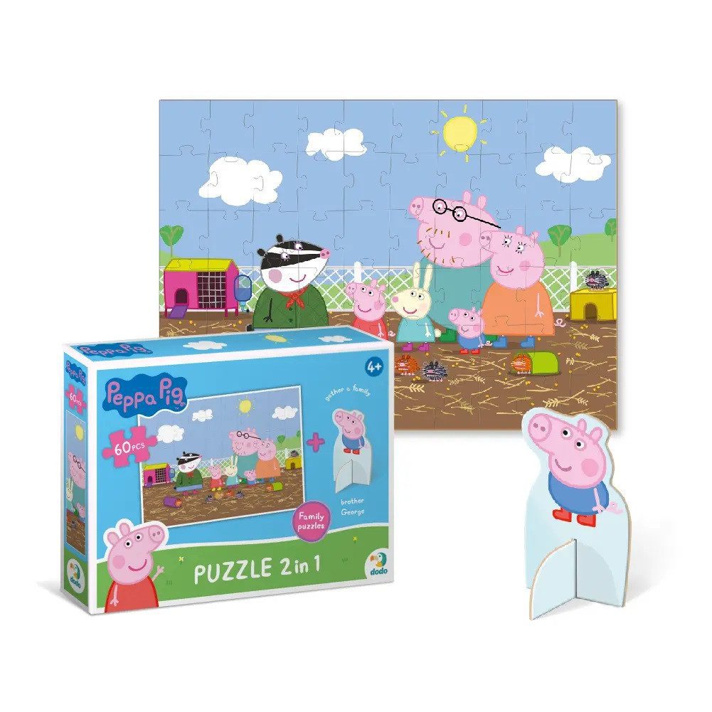 Дитячі пазли 2 в 1, з фігуркою Peppa Pig, Dodo, 200120/21/22/23, Свинка Пеппа, 60 елементів, розвиваюча гра для дітей, ДоДо - 5