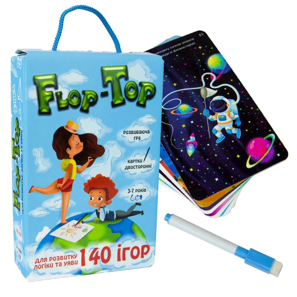 Настільна гра Flop-Top, 30868, Strateg, Флоп-Топ, УКР, розвиваючі картки, маркер, головоломка - 4